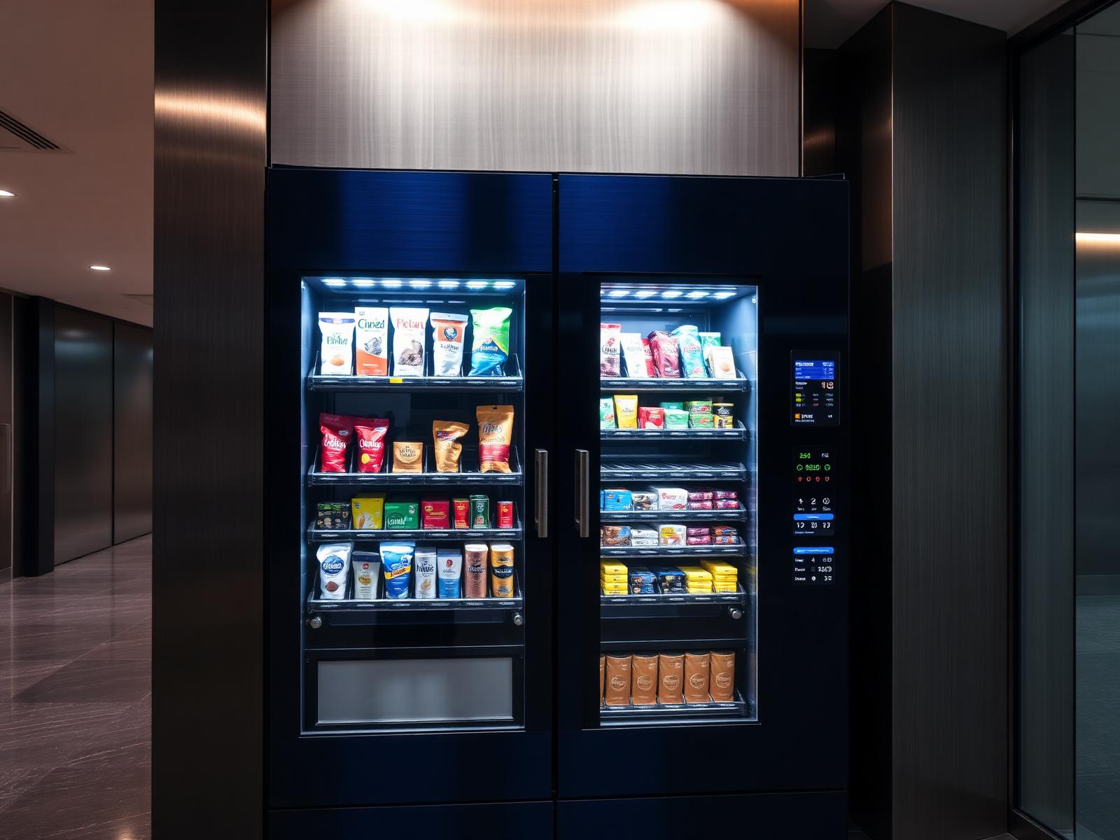 Premium VendingIQ Supply smart vending machine in a modern office lobby